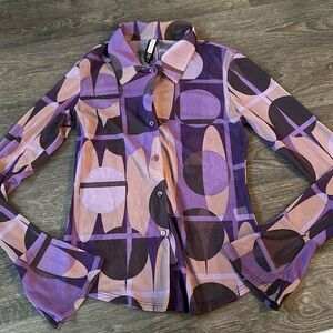 Vintage bratz pattern abstract forever 21 90s mesh see through